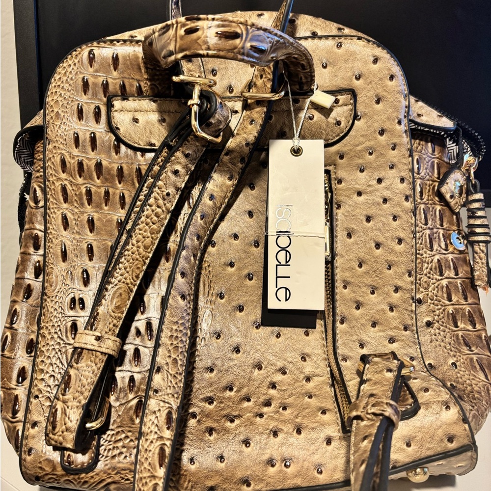 Isabelle Tan Crocodile-Embossed Women's Backpack